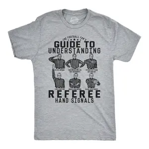 Mens Guide to Understanding Referee Hand Signals T Shirt Funny Football Tee Mens Funny T Shirts Cool Vintage Fashion T-Shirt Gift Classic Menswear Football Apparel for Men Novelty Tees for Guys Light Grey