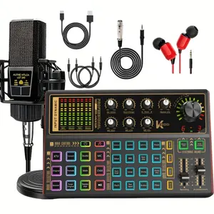 Podcast Equipment Bundle, Podcast Studio Equipment, Podcast Microphone & K300 Sound Card, Audio Equipment Bundle for Recording, Singing, Streaming Media and Games