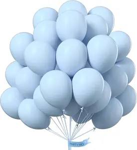 PartyWoo Baby Blue Balloons 50pcs 12 Inch Light Pastel Sky Aqua Blue Balloons for Graduation Baby Shower Gender Reveal Weddings Easter Birthday Bachelorette Anniversary Party Decorations Blue-Q13