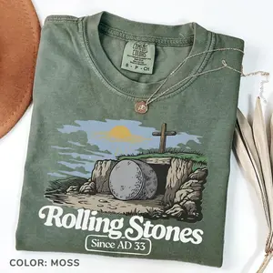 Comfort Colors Unisex Jesus Easter T-shirt Rolling Stones Since AD 33 Easter Gift For Friend Christian Streetwear Outfit Church Apparel