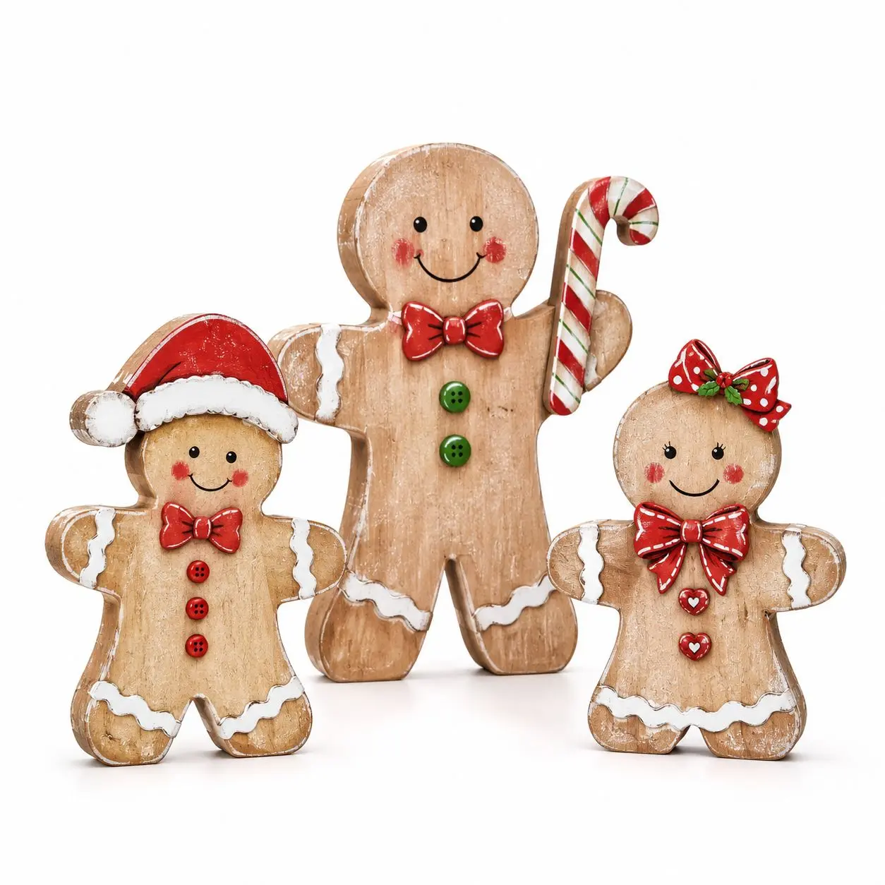 Gingerbread Christmas decorations for indoor spaces | Gingerbread home decor for Christmas | Wooden winter Christmas dining table decoration | Farmhouse-style Christmas party centerpiece tiered tray decoration for kitchen mantel and office gifts
