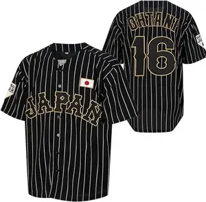 Ohtani Baseball Jersey 16 Japan Pinstriped Hip Hop Movie Baseball Jersey for Men Stitched Short Sleeves Shirt fathersdaygifts