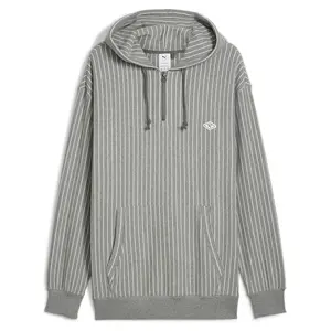 PUMA Mens X Nanamica Quarter Zip Striped Hoodie Athletic Outerwear Casual Hoodie - Grey