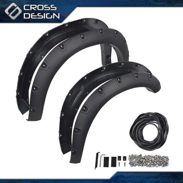 CROSSDESIGN 4PCS Riveted Look Pocket Fender Flares, Wheel & Tire Protection, Car Exterior Mud Flap Splash Guards for 2019-2022 Ram 2500 3500 Ram Trucks Automotive Accessories, Protector
