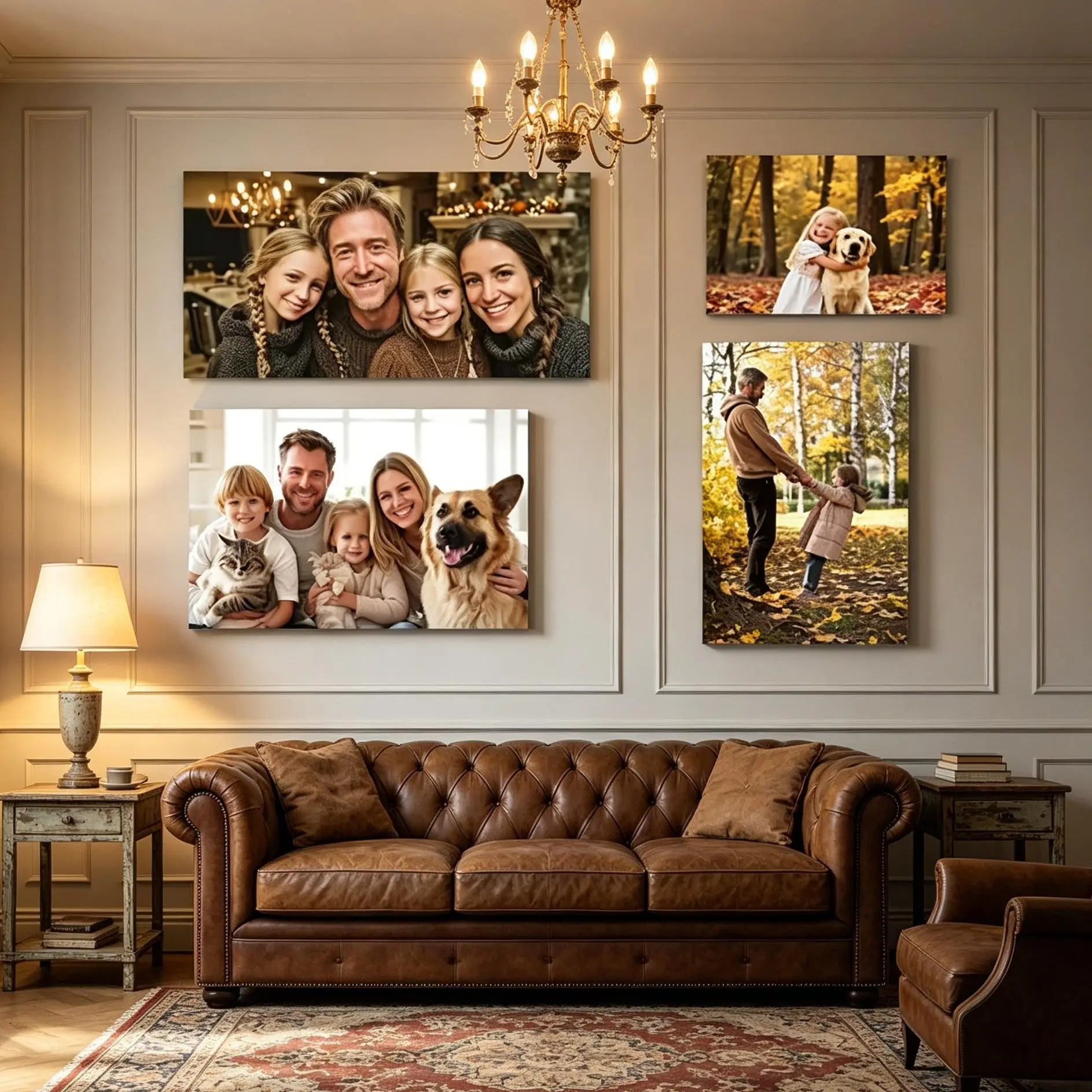Personalized Wood Custom Canvas Print Wall Decor - Wedding & Bedroom Decor Customizable Display Prints, Custom Family Gift, Post‑Order High‑Resolution Photo Submission via Message Window, Framed Canvas Photo Art, Anniversary Couple Gift