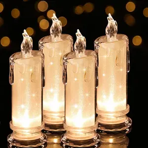 4 count White LED Candles (D:2.5" x H:7"),Flameless Pillar Candle, Operated Candles/ Candle, Velas Artificiales para Decoracion for Valentine Wedding Ramadan Christmas Decorations