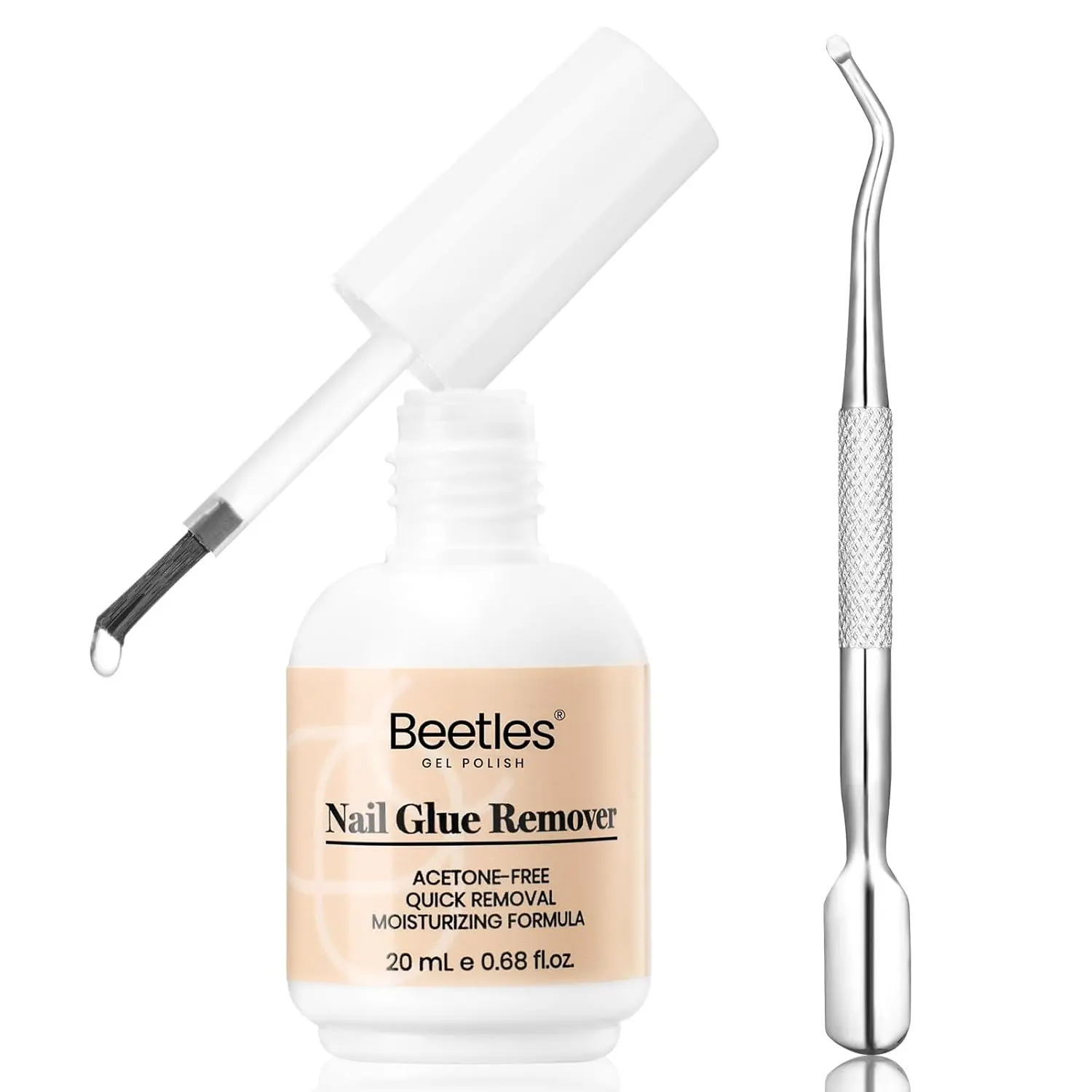 Beetles Nail Glue Remover for Quick-Drying Glue, Nail Adhessive Not for Uv Gel Glue or Gel Polish Remover with Cuticle Pusher