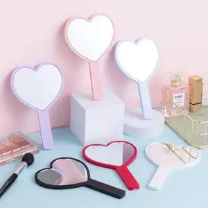 Heart Shaped Hand-held Vanity Mirror with Handle Portable Vanity Mirror Cute Small Mirror Portable Beauty Mirrors Cosmetic Tools