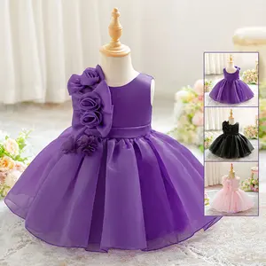 6M-3Y Peach Pink 3006 Anniversary Baby Girls Clothes Floral Ball Gown Infant Birthday Cocktail Dress Toddler Pageant Newborn Ball Gown Princess Baptism Frock