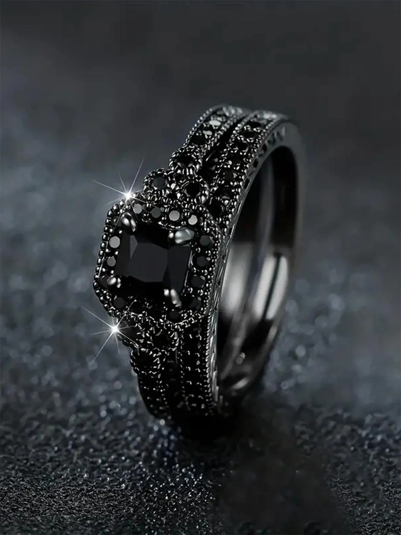 Fashion Rhinestone Decorated Ring, Fashion Jewelry for Party, Daily Clothing Decor, Trendy All-match & Exquisite Jewelry for Birthday Gift, Geometric Design Ring, Dark Aesthetic Rings, Elegant Rhinestone Ring, Statement Rings, Beautiful Rings