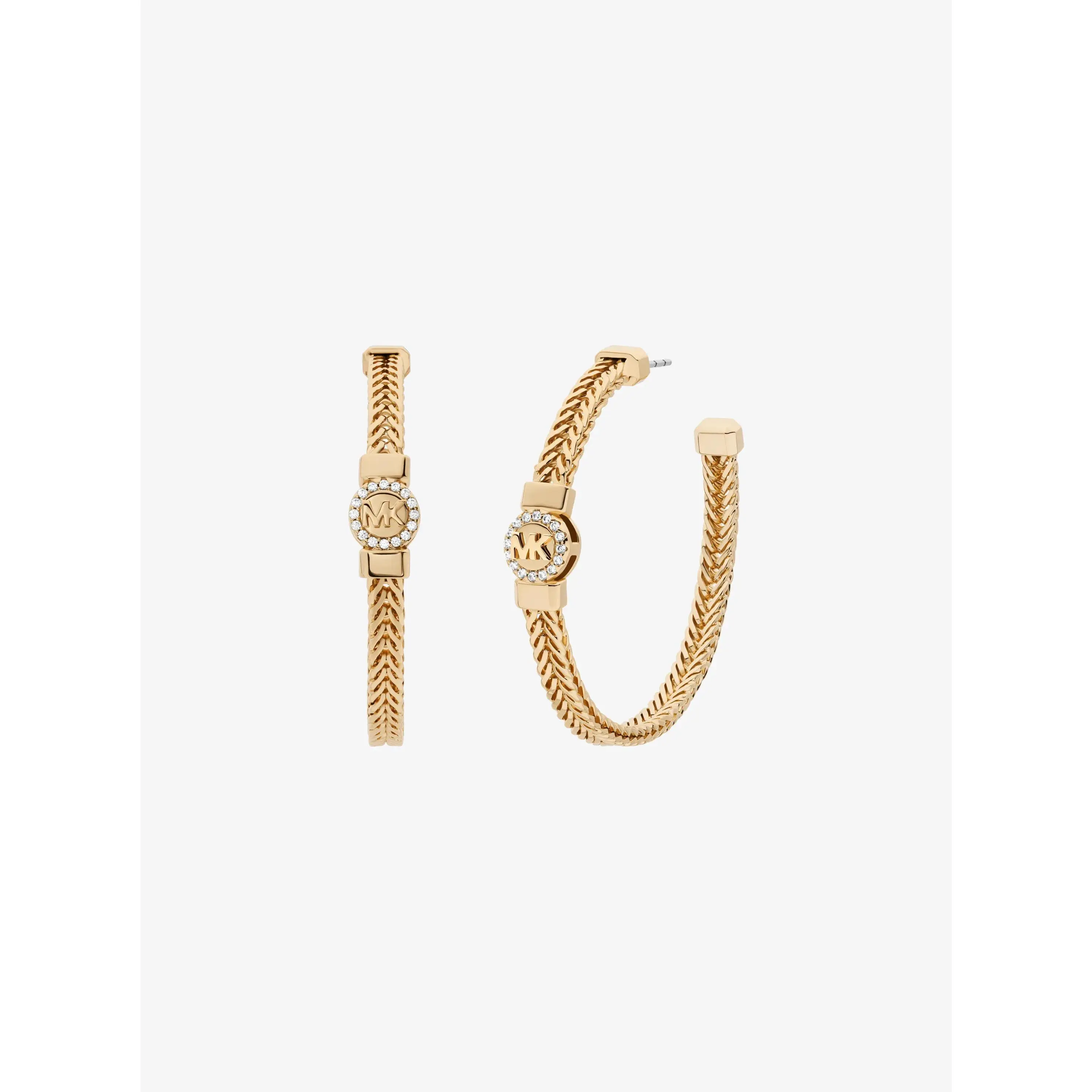Pavé Logo Foxtail Chain Hoop Earrings
