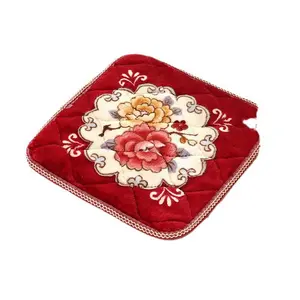 Thick Plush Chair Cushion Winter Warm Non Slip Office Chair Pad Sofa Cushion Dining Table Thickened Seat Pad Floral Pattern Comfortable