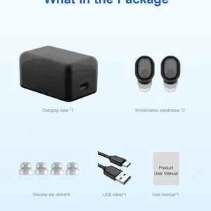 One set with charging bin Personal Chargeable Hearing Amplifier, Polymer Lithium Battery, Compact ear-Hanging Design, Portable, easy to carry, easy to operate, worn by left and right ears, suitable for adult Sound Amplifier Headphones!