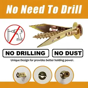 50 Sets Drywall Self-Drilling Anchor Kit, Heavy-Duty Self-Drilling Drywall Anchors. Easy to apply, no drilling or holes requiredon the wall. Perfect for TVs, bicycles, shelves, cabinets, and decorative fixtures!