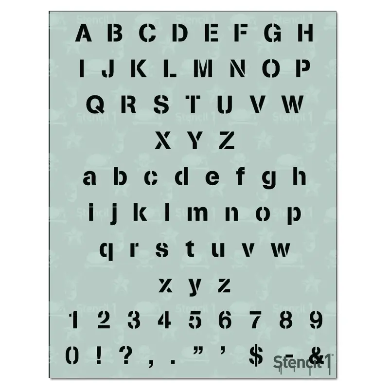 STENCIL1 Bold Letter Stencils 1/2" - Uppercase & Lowercase Alphabet for Painting, Drawing, Wood, Vinyl & Crafts 8.5” x 11”