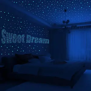 Luminous Round Dot Star Ceiling, Glowing Wall Sticker Decorative Decal, 3D Adhesive Point Decoration for Bedroom or Birthday Gift, Glow in the Dark
