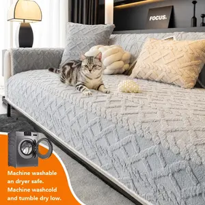 1pc Sofa Cover Plush Sofa Cushion Soft Sofa Protector Universal All Seasons Modern Simple Design, Luxurious Multi-Functional Seat Pad Backrest Cover, Anti-Slip Durable Pet Friendly Winter Warmth