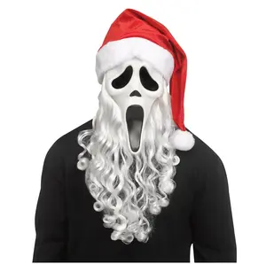Fun World Ghost Face Santa Mask Costume Accessory, Multi-Color