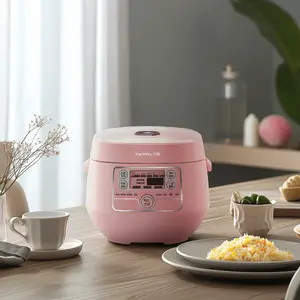 JOYOUNG 2L Mini Rice Cooker JYF-20FS987M | Compact & Stylish in Pink Timer Easy To Clean