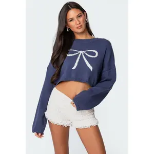Knit Bow Cropped Sweater