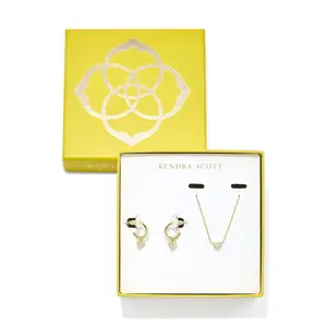 Kendra Scott Anna Pave Pendant Necklace and Huggie Earring Set 2pc - Gold