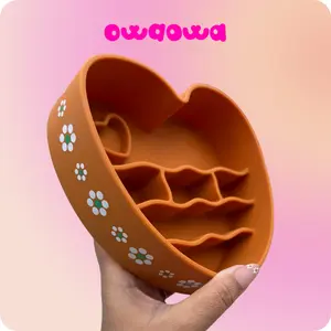 Owa Owa Heart-Shaped Slow Feeder - Premium Food-Grade Silicone Feeding Bowl for Dogs & Cats - Biologically Balanced Diet & Optional Superfoods - Dishwasher-Safe & Easy to Clean - Mexican Barro-Inspired Rim Design