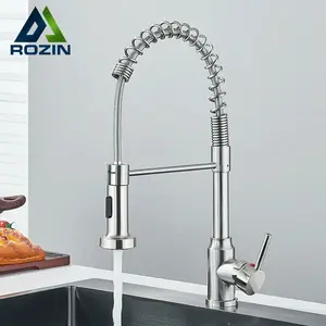 Pull-Down Kitchen Faucet with Single Handle – Hot/Cold Mixer Tap, 360° Swivel Dual-Function Sprayer