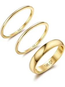 14K Gold Filled Stacking Rings for Women, Minimalist Stackable Gold Rings, Dainty Non Tarnish Pinky Thumb Statement Thin Band Rings Set, Comfort Fit 1mm 3mm, Fashion Stackable Rings
