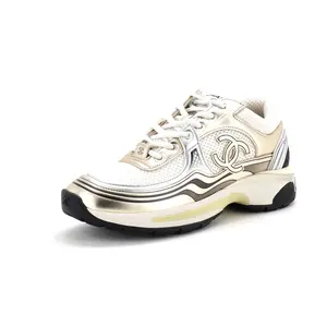Pre-owned Chanel Women's CC Low-Top Sneakers Mesh and Laminated Leather by Rebag
