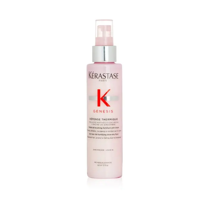 Kerastase Genesis Défense Thermique Anti-Hair-Fall Fortifying Blow-Dry Fluid - Haircare Thermal Protectant with Ginger Root, Frizz Control Cream for Weakened Hair Prone to Breakage-Related Fall (150ml/5.1oz)