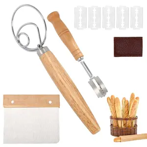 1 Set Bread Making Tools & Supplies - Danish Dough Whisk, Bread Lame with Blades & Dough Bench Scraper for Pizza & Pastry outdoorfun