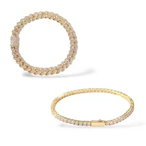 Nova Rose High Maintenance Bracelet Set – Gold silver Cuban & 3mm Tennis Stack