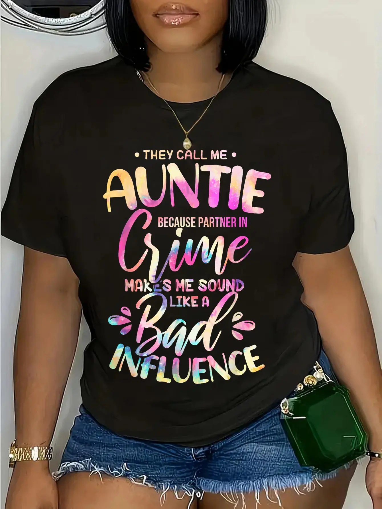 100% Cotton Best Auntie Partner In Crime They Call Me Auntie Best Aunt T-Shirt