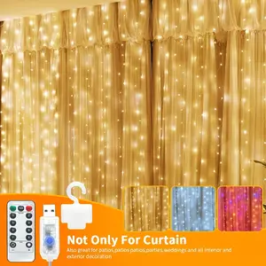 1pc Curtain Light 300 LED, USB Powered, Remote & Touch 8 Modes, Fantasy Themed, Brushed Metal Finish, For Bedroom, Indoor, Outdoor, Valentine's Day, Weddings, Party Decorations