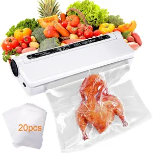 Vacuum Sealer Machine with 20 Bags |   Compact Food Sealer for Kitchen Storage & Meal Prep |   Multiple Modes ​ ​ |   External Vacuum System, White ​ ​