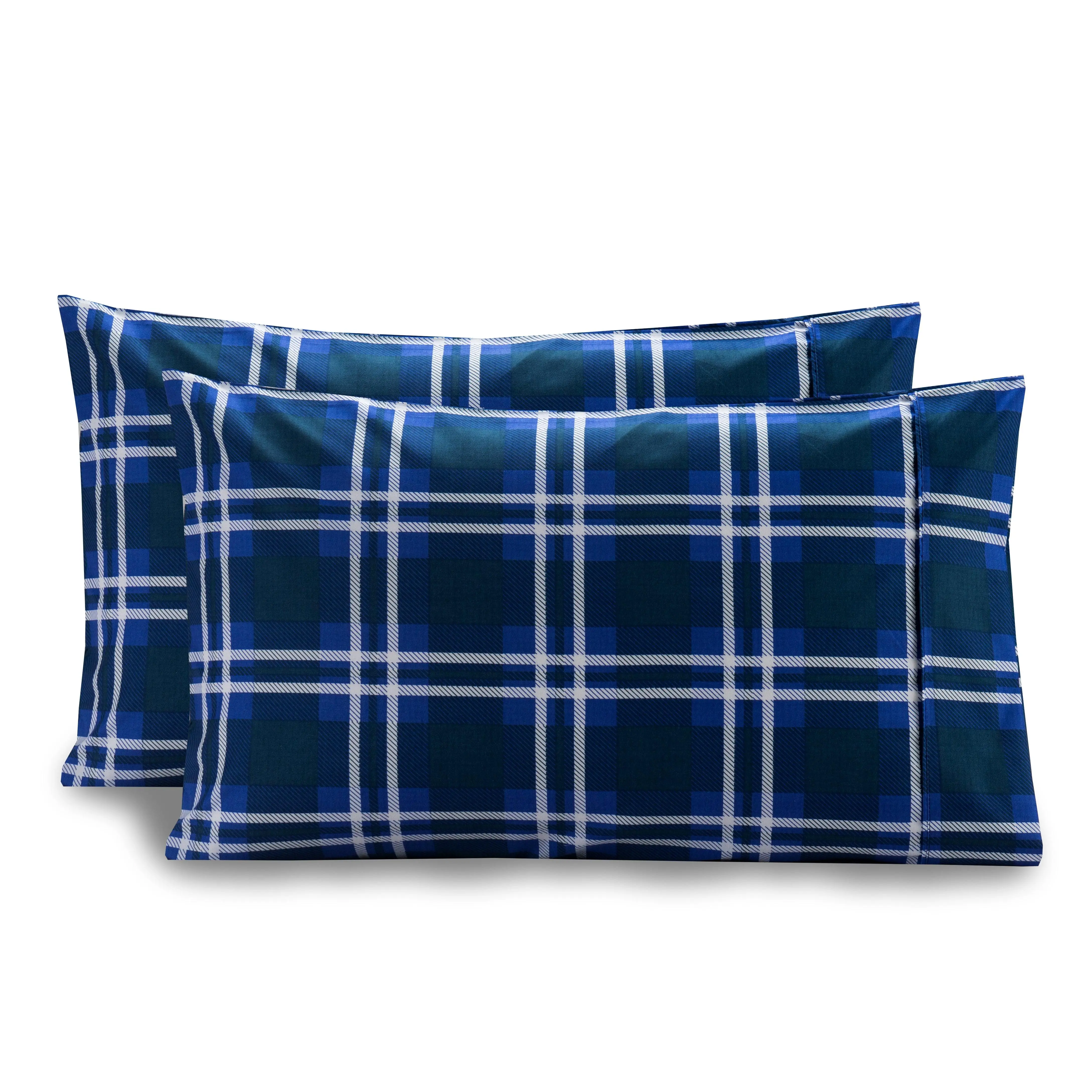 Elegant Comfort 2-Pack Plaid Print Pillowcases – Soft Microfiber for Cozy Bedroom Style, Queen & King