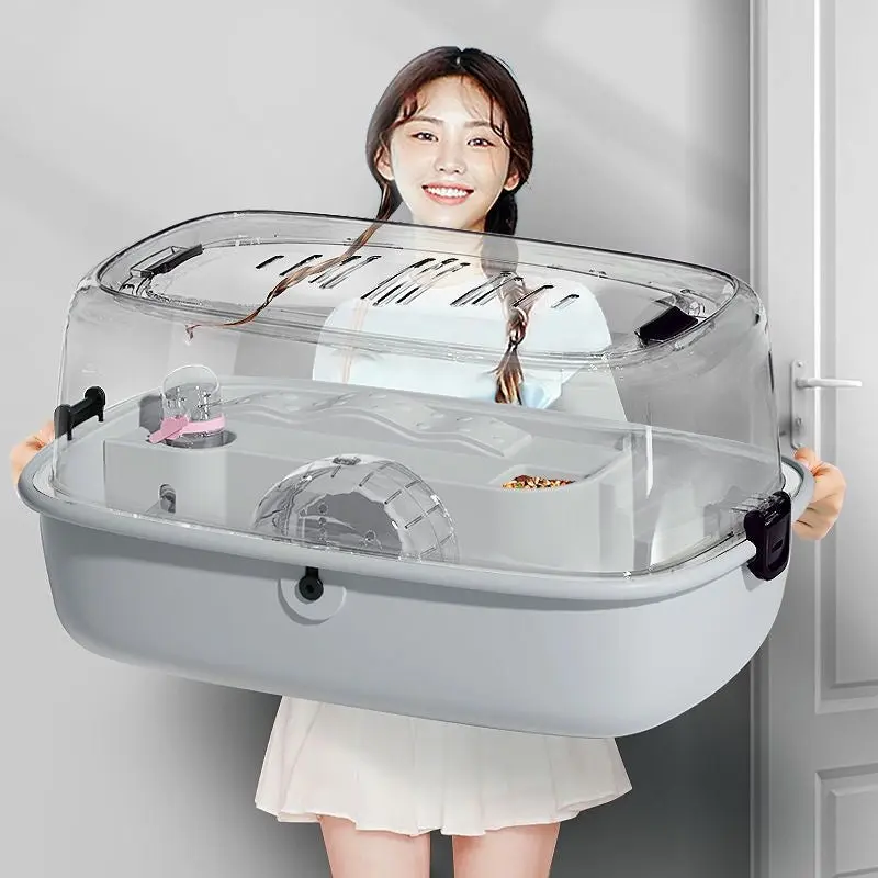 Panoramic Clear Hamster Travel Cage - Acrylic Portable Habitat