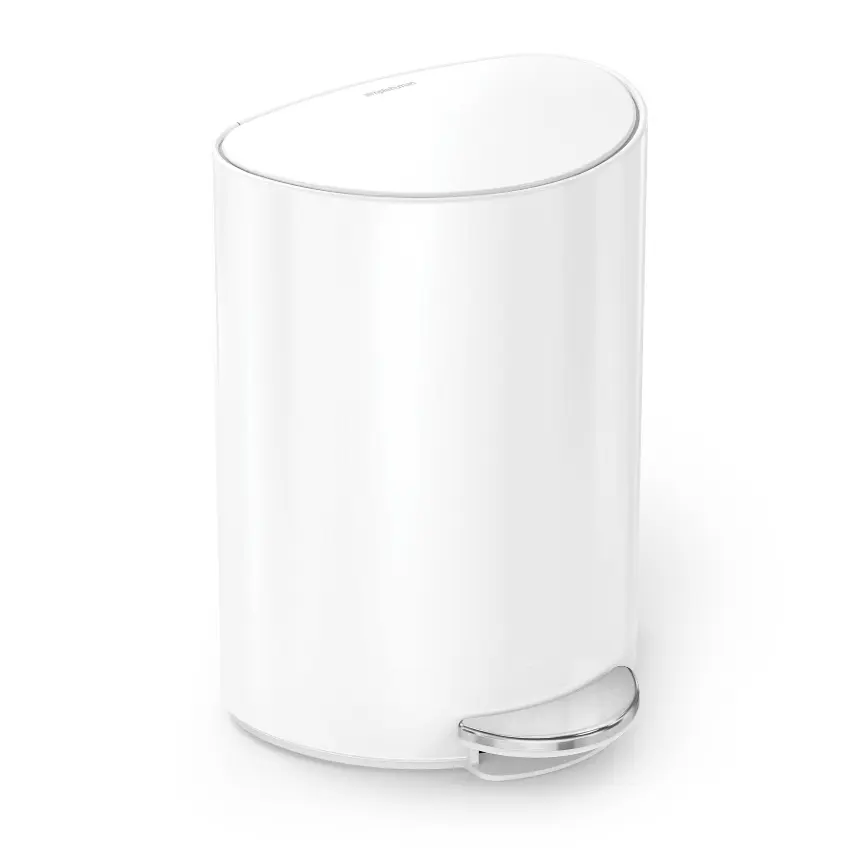 simplehuman 6L Small Step Trash Can Semi Round Bathroom Bedroom Kitchen Waste Bin