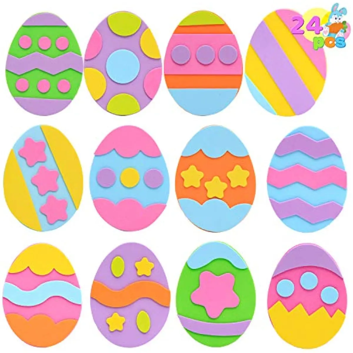 JOYIN 24 Pcs Foam Magnet Craft Kit, Easter Egg Themed DIY Magnets for Kids Toddlers Party Favors Arts and Crafts Home School Activities