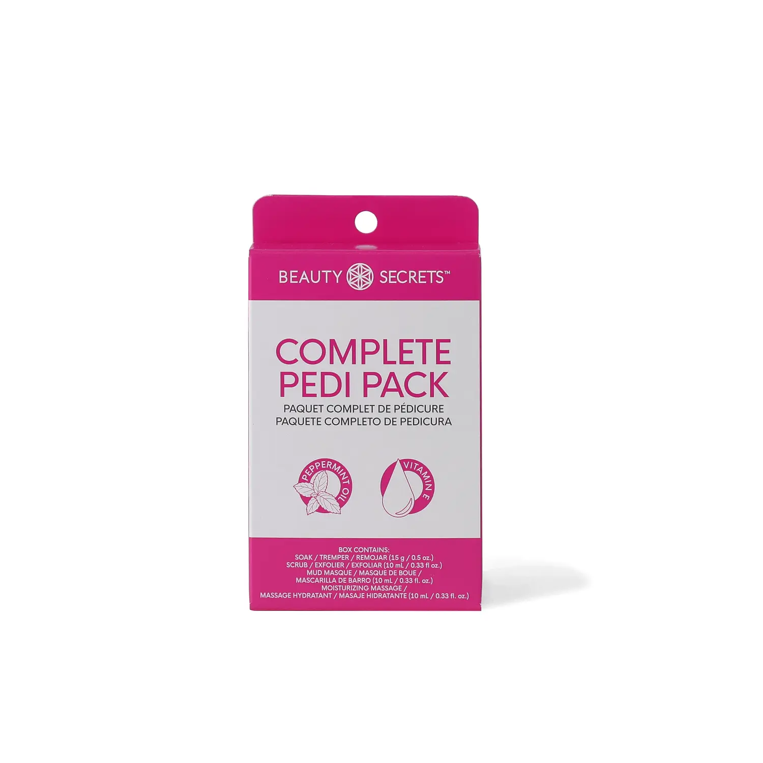 Beauty Secrets Complete Pedi Pack - Hydrating Feet Masks with Peppermint, Kaolin Clay Moisturizing Mud Mask