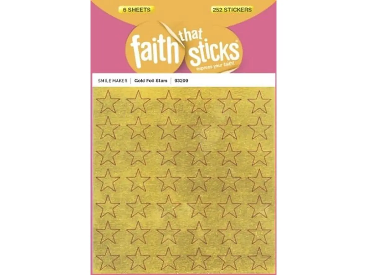 Tyndale House Publishers 10299X Faith That Sticks Gold Foil Star Stickers - Encouragement, Awards Decor for Scrapbooking & Stamping DIY Projects