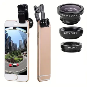 3-In-1  Lens for phones  Lens Kit with Macro, Fisheye & 180° Wide Angle View, Perfect for Selfies & Photography, Enhance Your Mobile Camera Experience, Smartphone Camera Accessories
