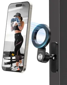 Foldable Magnetic Gym Phone Holder for MagSafe, Hands Fr ee & 360° Adjustable, Fitness Workout Equipment Accessories for Home Gym, Kitchen Appliances Accessories