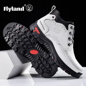 FLYLAND Men's Fashion Vintage Classical Genuine Leather Handmade Chukka Boots Daily Casual Work Office Shoes Footwear