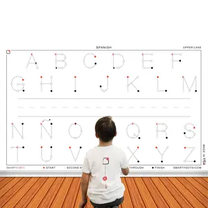 Smarty Dots | SPANISH ABC Alphabet Upper Case Dry Erase Without A Trace FlexiBoard Glueless Optically Transparent Truly Repositionable Flexible Thick Premium Quality Any Surface Made in USA (58x35)