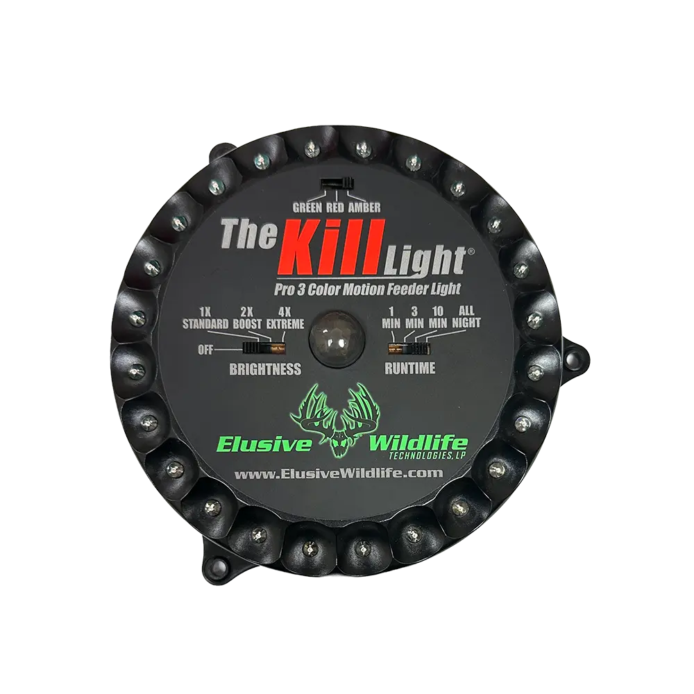 Elusive Wildlife Kill Light Pro 3 Color Feeder Light - Best Hunting Light for Deer Feeders/Hog Hunting - Motion Activated, Portable