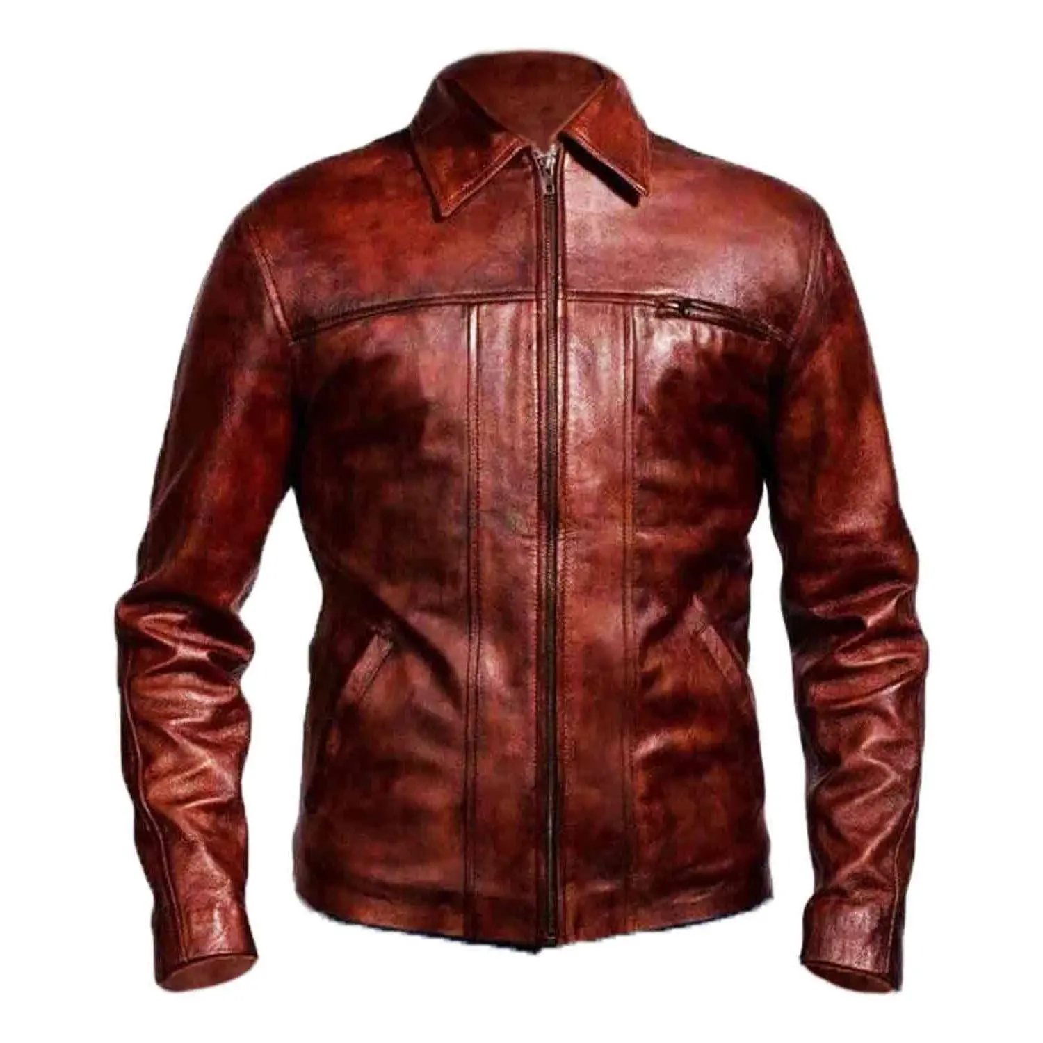 MotorCycleJackets Mens Distressed Brown Leather Jacket