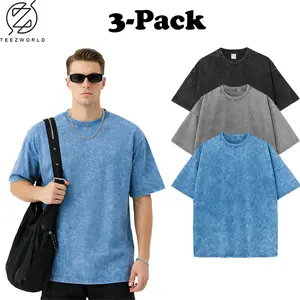 Premium 3-Pack Oversize T-Shirt Bundle Vintage Washed Distressed Oversized Tee Heavyweight Cotton Relaxed Fit Streetwear Skate Hip Hop Style Unisex Soft Breathable Comfortable All-Day Wear Casual Basic Essential UK US Trend