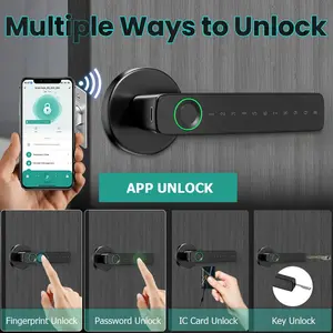 Smart Lock 5 in 1 Electronic Lock with TUYA APP Support,  Bluetooth-compatible Fingerprint Lock, Dual Security Fingerprint and Password, Easy to Install Home Security Lock, Smart Door Lock, Secure Lock