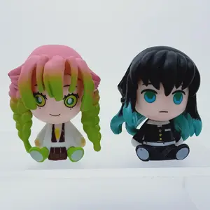 6Pcs/1Set Anime Demon Slayer Figure Kyoujurou Q Version Muichirou Model Sanemi Toy Obanai Kanroji Mitsuri Set Doll Decorate Gift